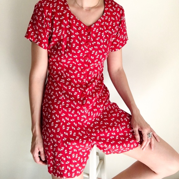 Vintage 90’s cherry red print romper - Picture 7 of 16
